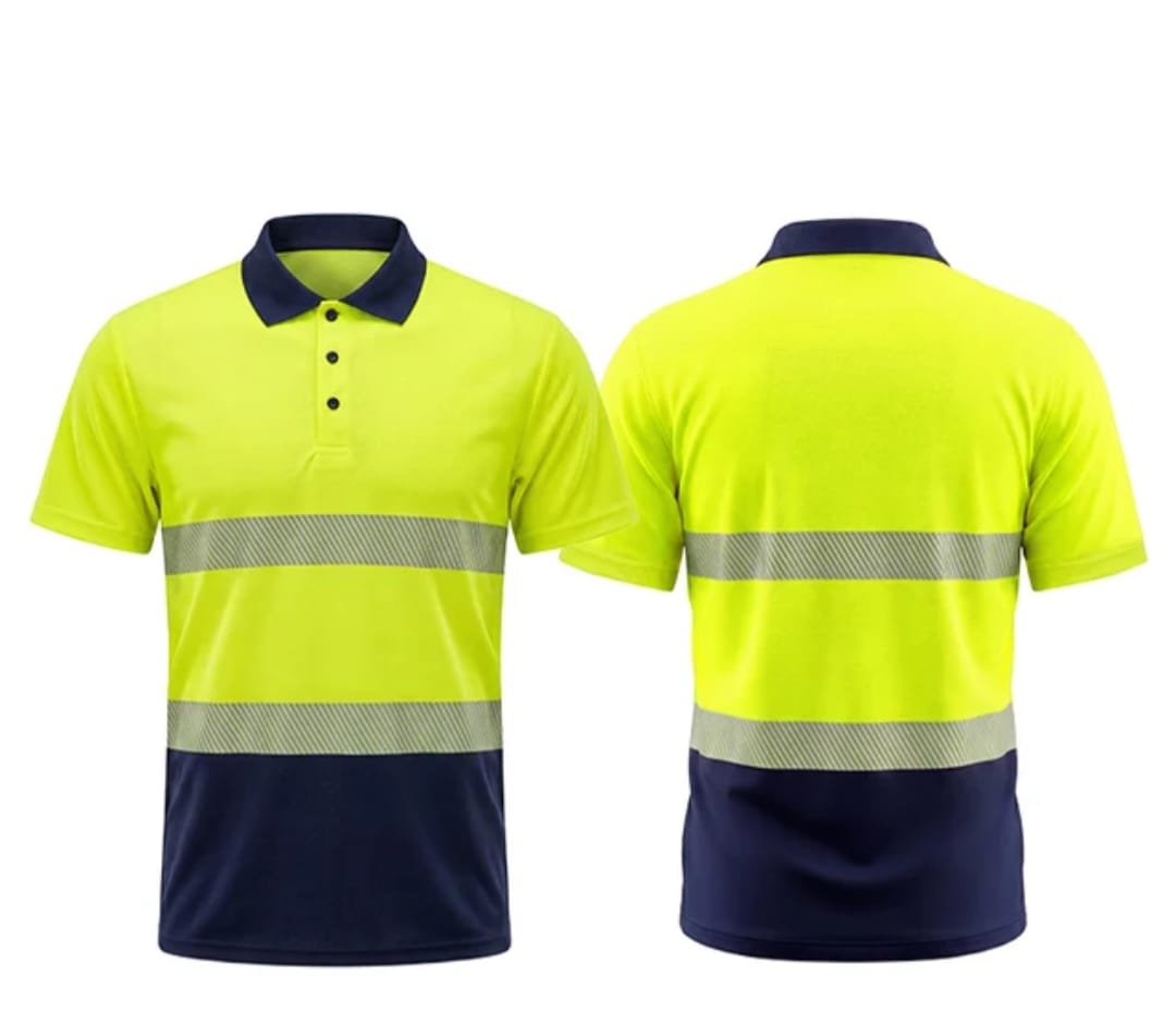 Polo haute visibilité jaune / marine