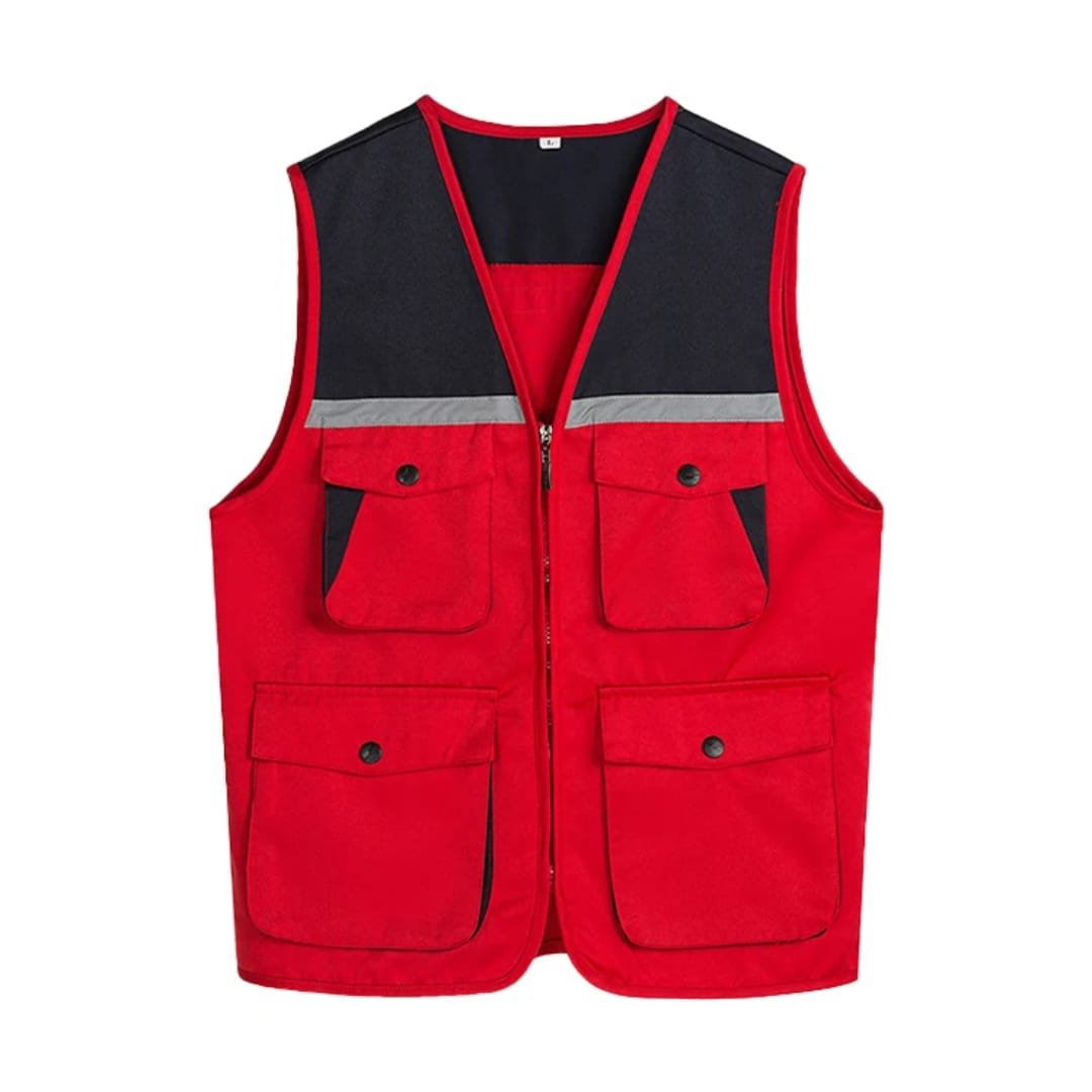Gilet multipoches rouge / noir — Vêtements de travail
